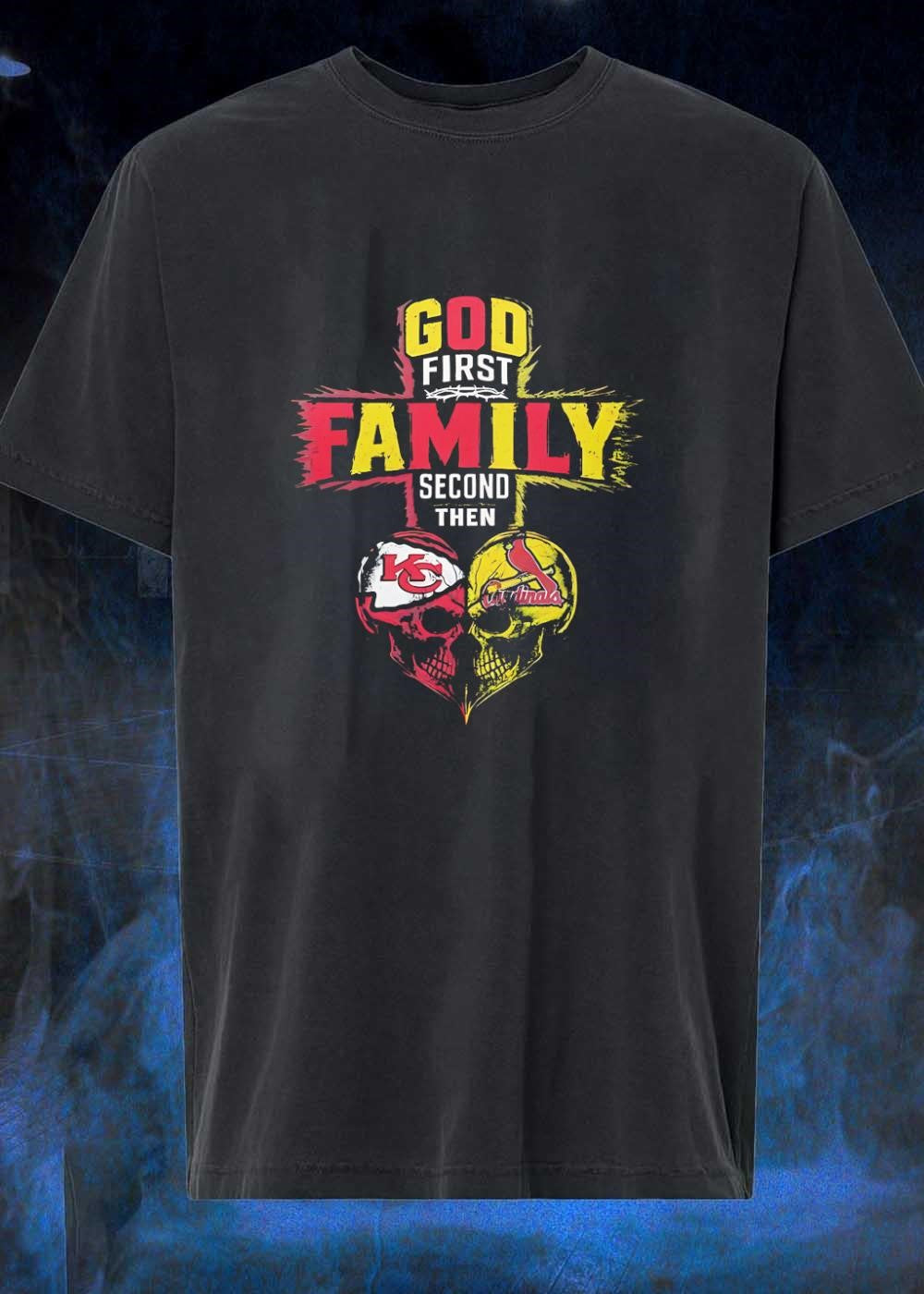 God First Family Second Then Kansas City Chiefs - Adult & Kids T-Shirts, Sweatshirts & Hoodies apparel design preview 1