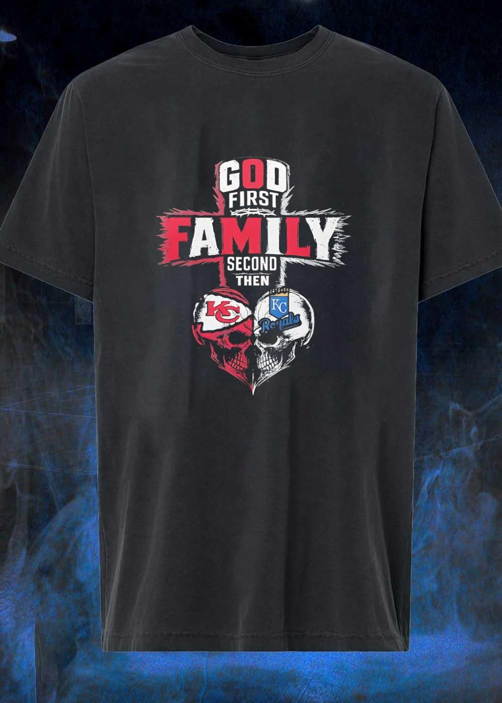 God First Family Second Then Kansas City Chiefs - Adult & Kids T-Shirts, Sweatshirts & Hoodies apparel design preview 1