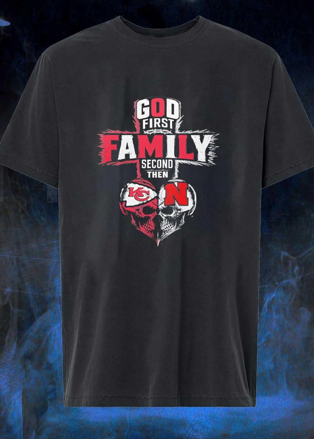 God First Family Second Then Kansas City Chiefs - Adult & Kids T-Shirts, Sweatshirts & Hoodies apparel design preview 1