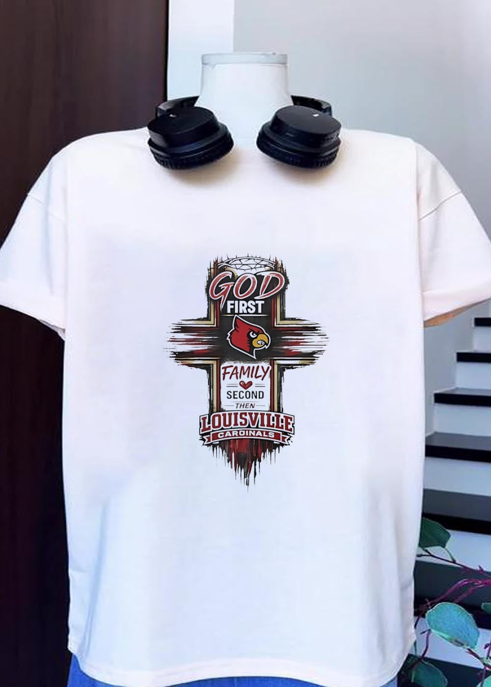 God First Family Second Then Louisville Cardinals - Adult & Kids T-Shirts, Sweatshirts & Hoodies apparel design preview 1