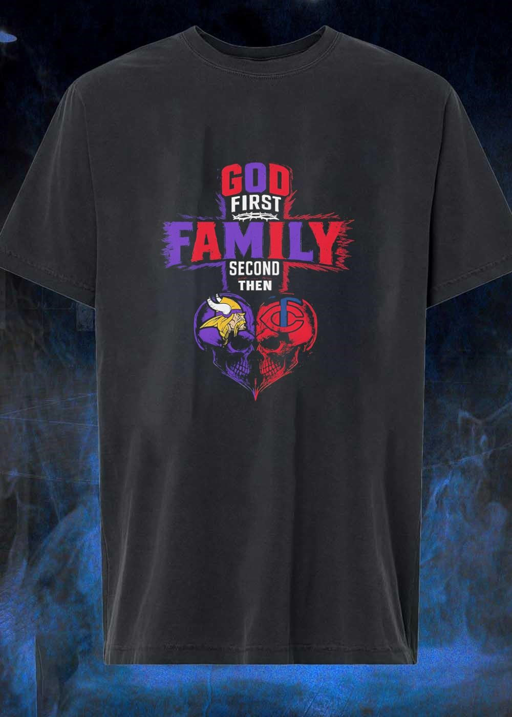God First Family Second Then Minnesota Vikings Twins - Adult & Kids T-Shirts, Sweatshirts & Hoodies apparel design preview 1