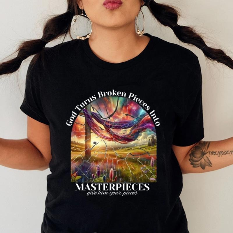 God Turns Broken Pieces MAsterpieces Christian Cotton - Adult & Kids T-Shirts, Sweatshirts & Hoodies apparel design preview 1