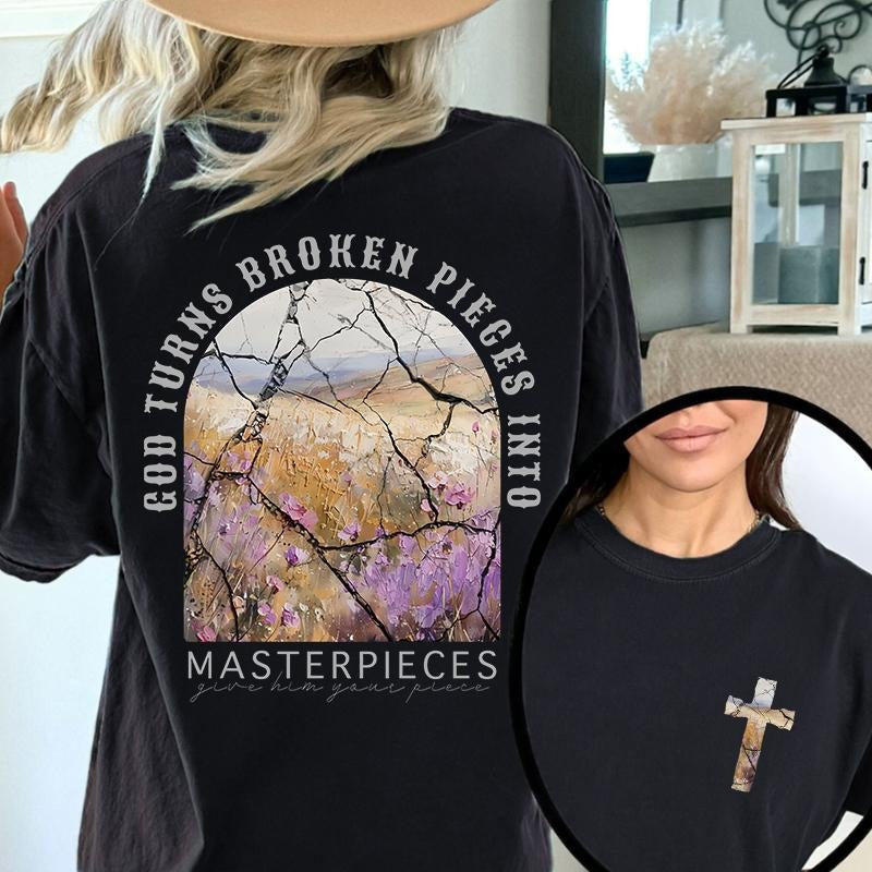 God Turns Broken Pieces Masterpieces Christian Cotton - Adult & Kids T-Shirts, Sweatshirts & Hoodies apparel design preview 1