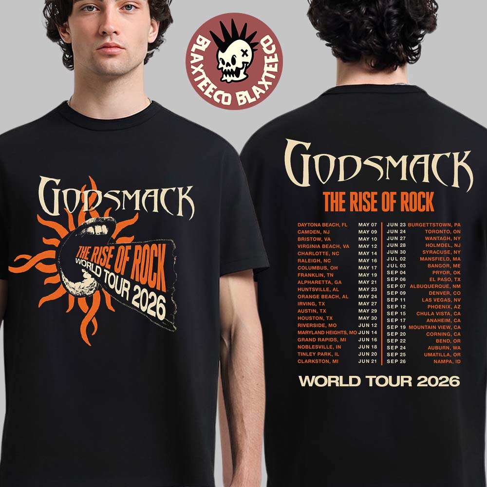 Godsmack The Rise Of Rock World Tour 2026 Merch North - Adult & Kids T-Shirts, Sweatshirts & Hoodies apparel design preview 1