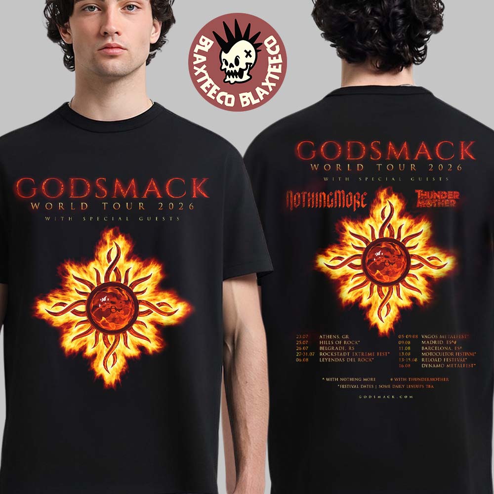 Godsmack World Tour 2026 Europe Schedule Dates Two - Adult & Kids T-Shirts, Sweatshirts & Hoodies apparel design preview 1