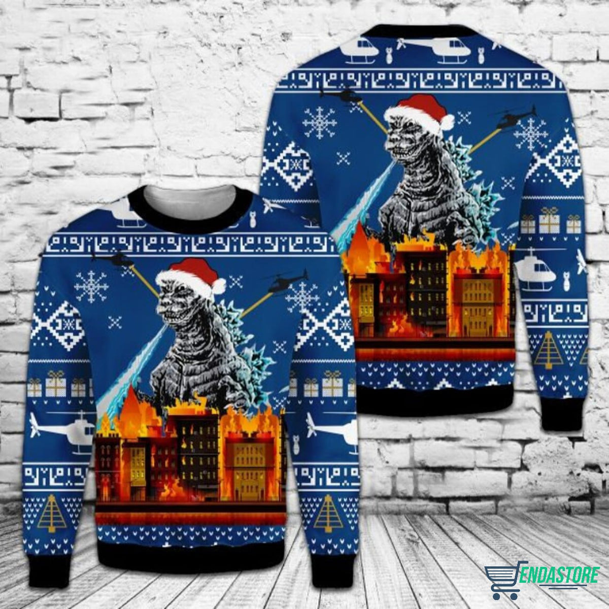 Godzilla Skull Santa Clause 3D Ugly Christmas Sweater - Holiday Gift product image
