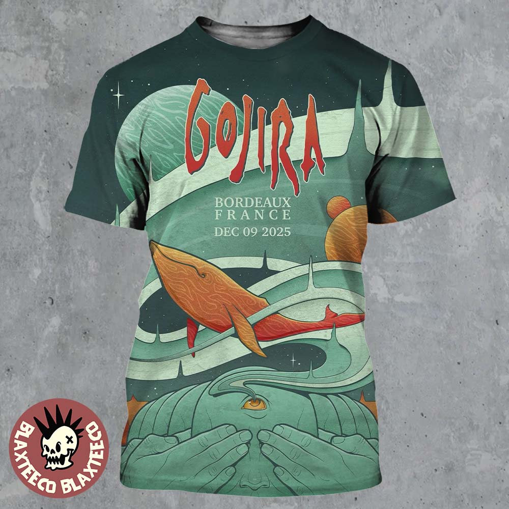 Gojira Bordeaux France 2025 Event Poster At Arkea - Adult & Kids T-Shirts, Sweatshirts & Hoodies apparel design preview 1