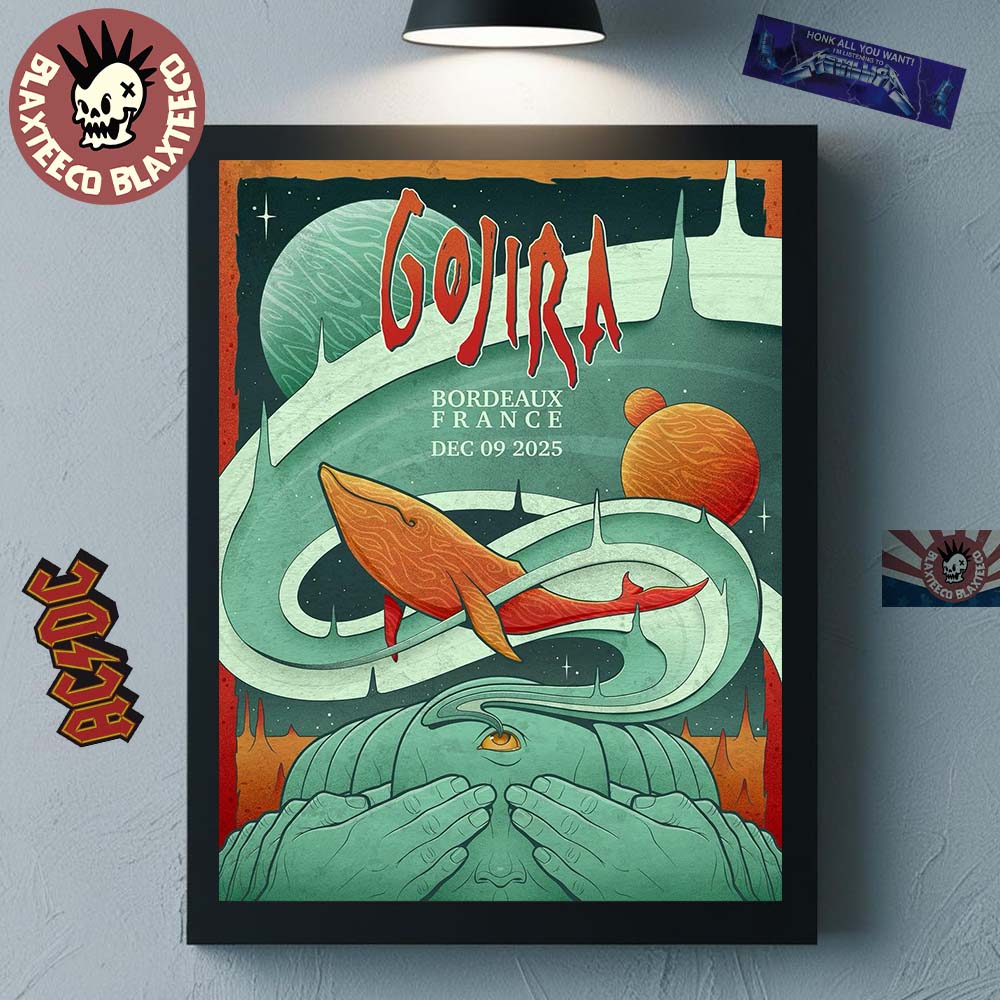 Gojira Bordeaux France 2025 Event Poster At Arkea - Adult & Kids T-Shirts, Sweatshirts & Hoodies apparel design preview 1