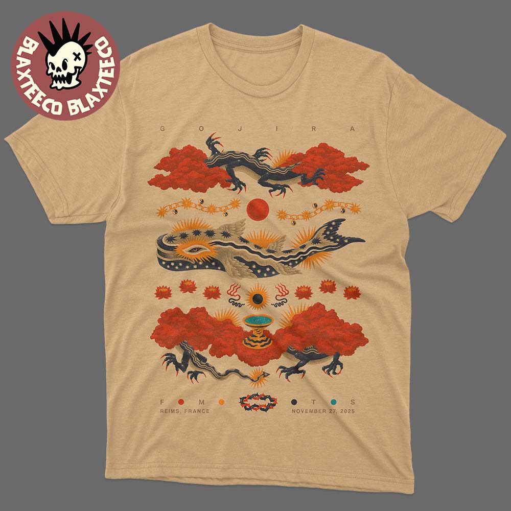 Gojira Reims France 2025 Event Poster At Arena On - Adult & Kids T-Shirts, Sweatshirts & Hoodies apparel design preview 1