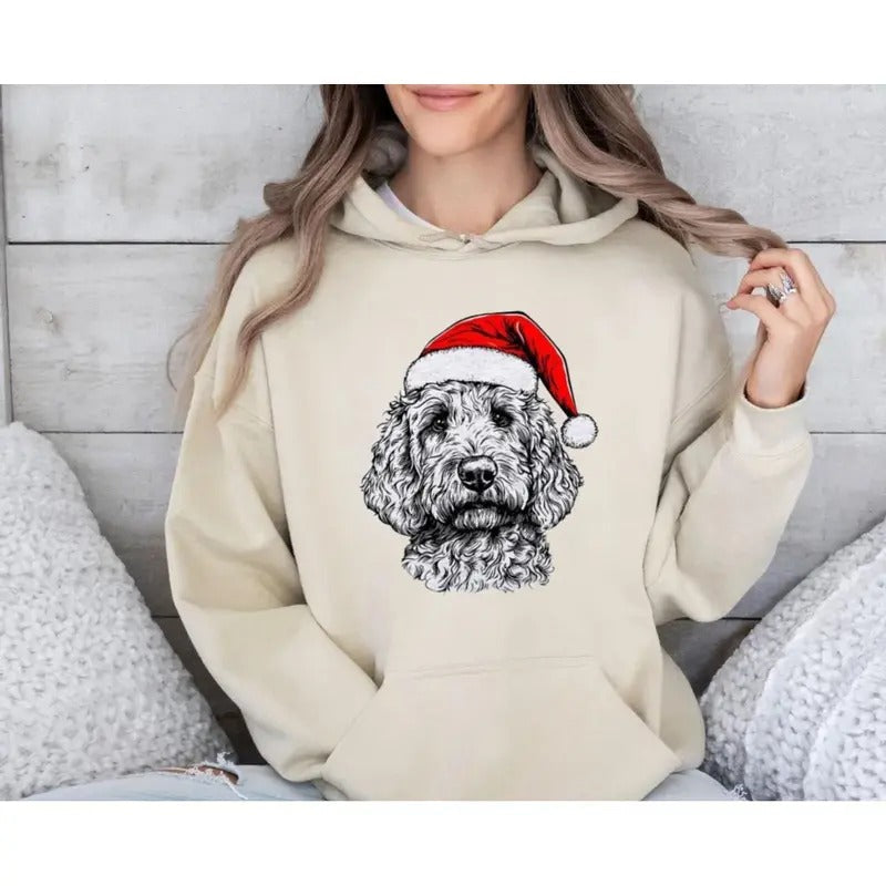 Goldendoodle Santa Dog Lover Pet Crew Neck - Adult & Kids T-Shirts, Sweatshirts & Hoodies apparel design preview 1
