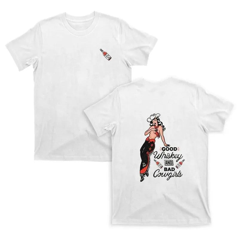 Good Whiskey Bad Cowgirl - Adult & Kids T-Shirts, Sweatshirts & Hoodies apparel design preview 1