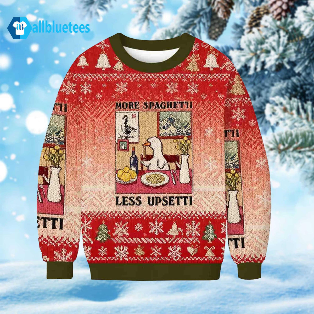 Goose More Spaghetti Less Upsetti Ugly Christmas Sweater - Holiday Gift product image