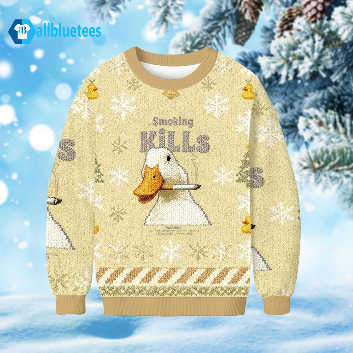 Duck Smoking Kills Ugly Christmas Sweater - Holiday Gift product image