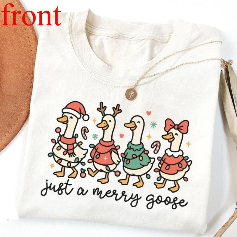 Goose Funny Santa Lights Festive Jolly Merry Just - Adult & Kids T-Shirts, Sweatshirts & Hoodies apparel design preview 1