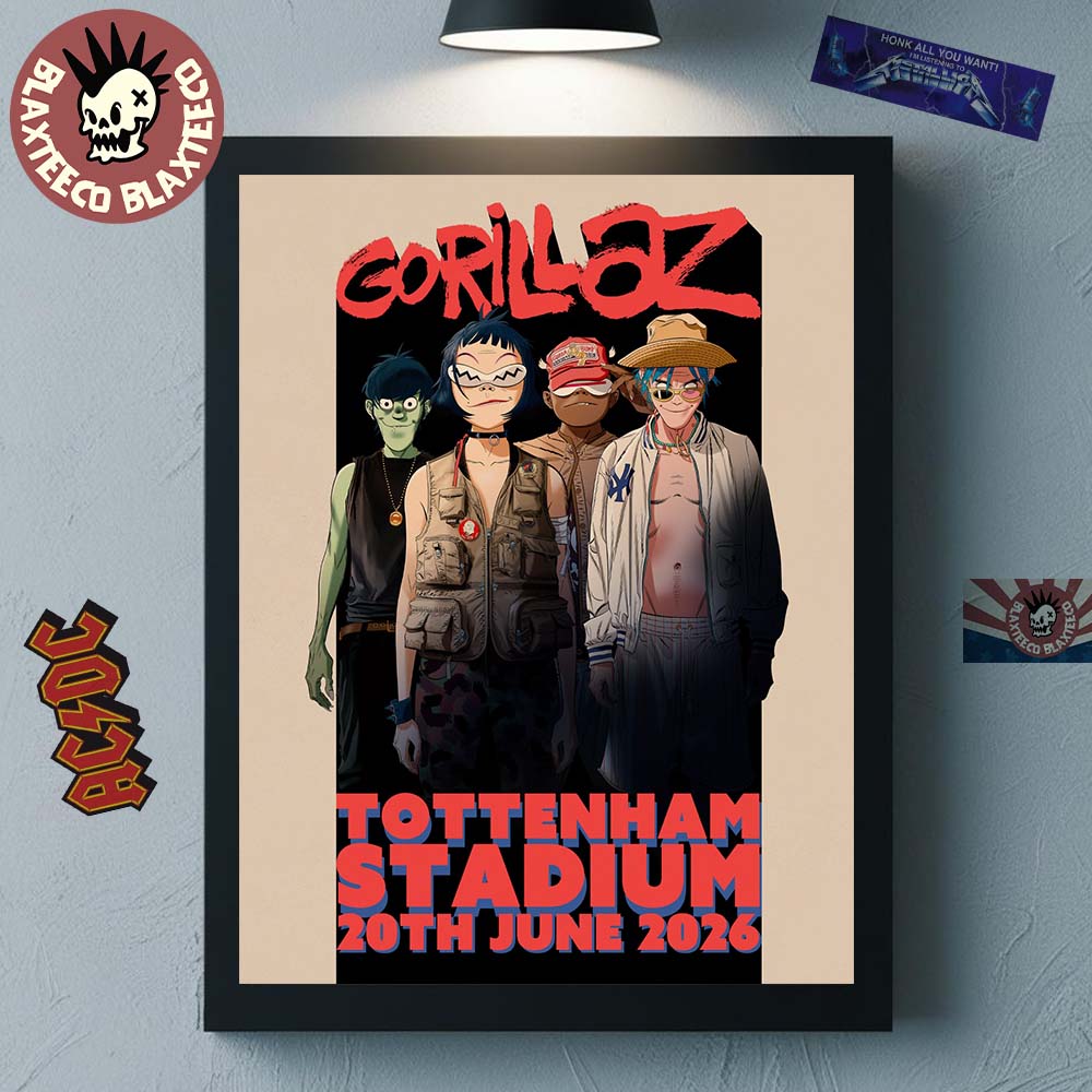 Gorillaz London England 2026 At Tottenham Stadium On - Adult & Kids T-Shirts, Sweatshirts & Hoodies apparel design preview 1