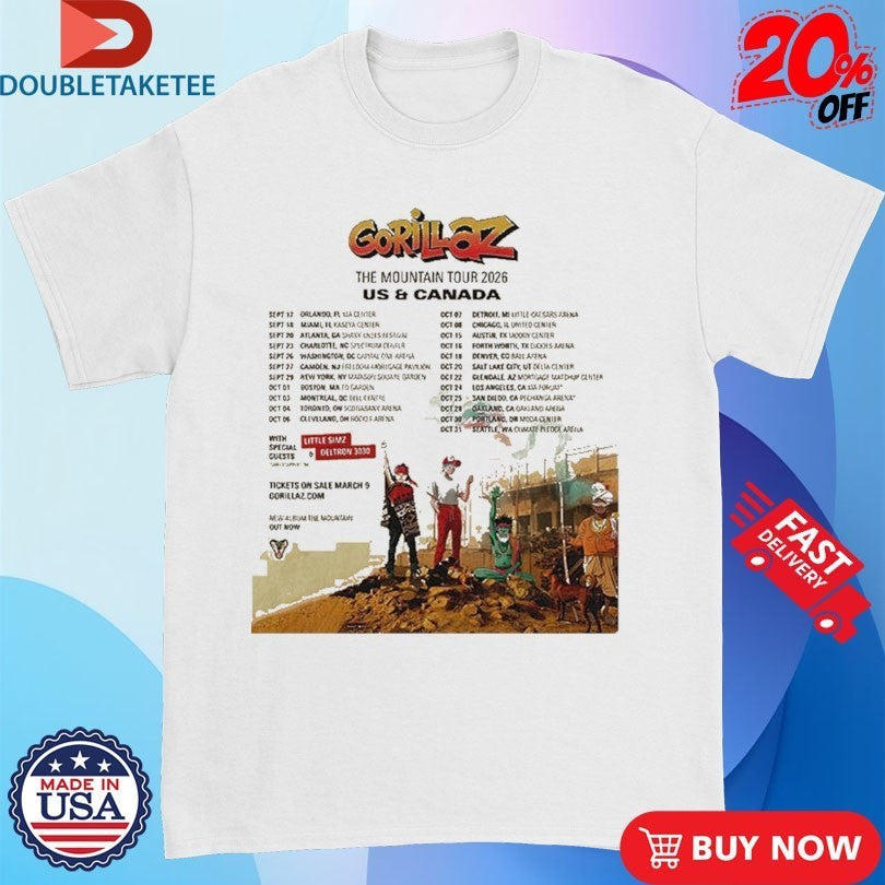 Gorillaz The Mountain Tour 2026 Dates US And Canada - Adult & Kids T-Shirts, Sweatshirts & Hoodies apparel design preview 1