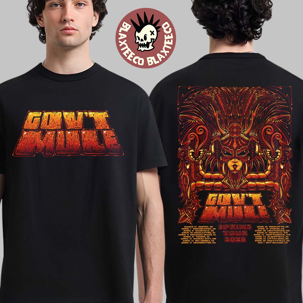 Gov't Mule 2026 Spring Tour Schedule Dates Two Sided - Adult & Kids T-Shirts, Sweatshirts & Hoodies apparel design preview 1
