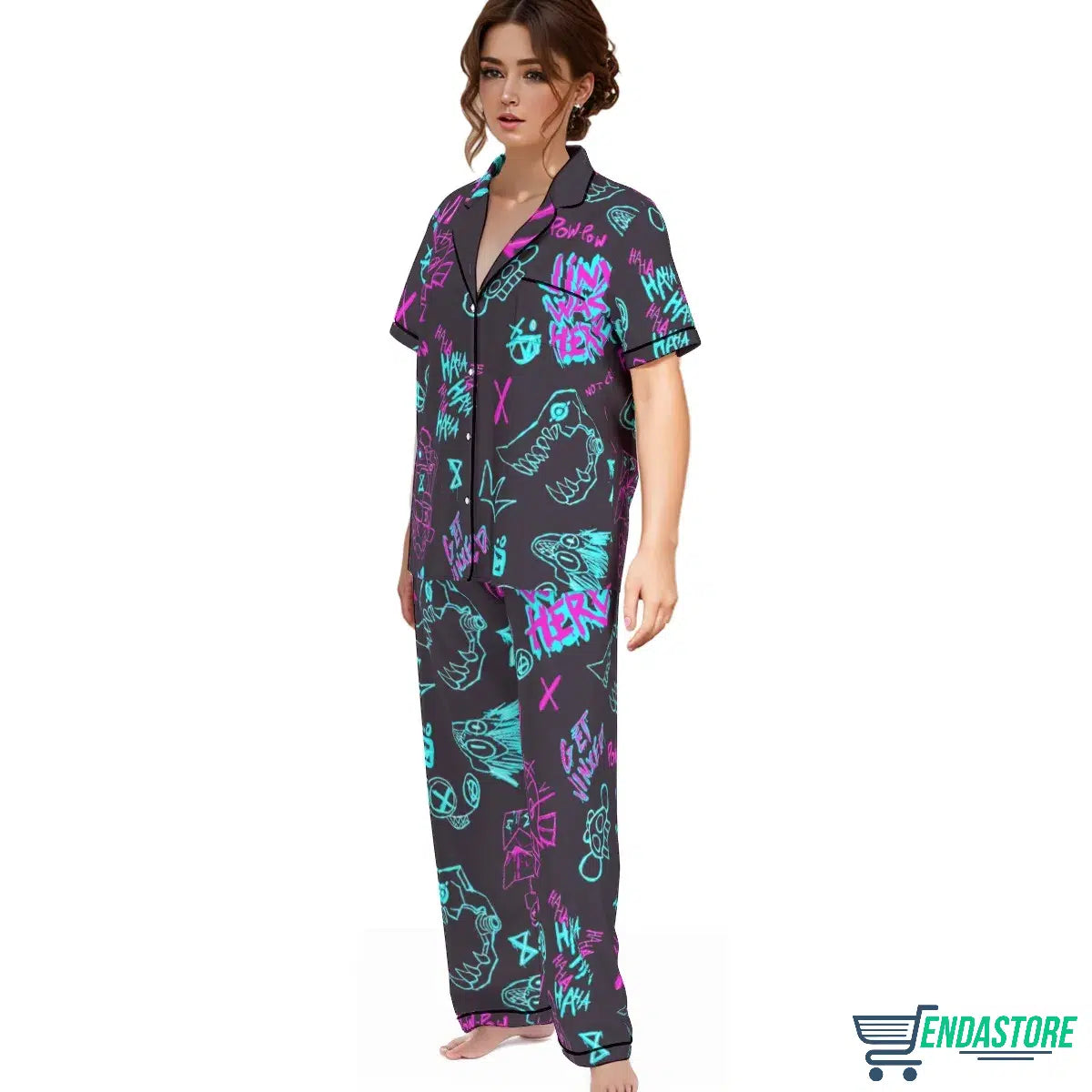 Graffiti Arcane Satin Pajama Set For Women 3D Sweater - Gift Idea product image 3