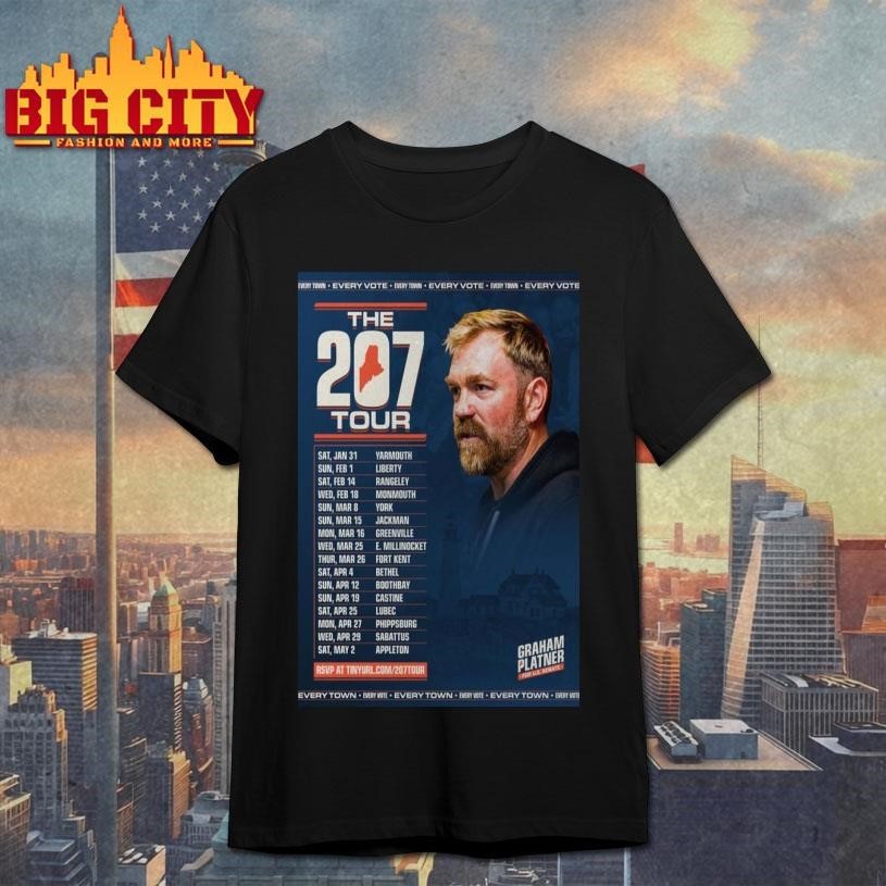 Graham Platner For Senate The 207 Tour 2026 Poster - Adult & Kids T-Shirts, Sweatshirts & Hoodies apparel design preview 1