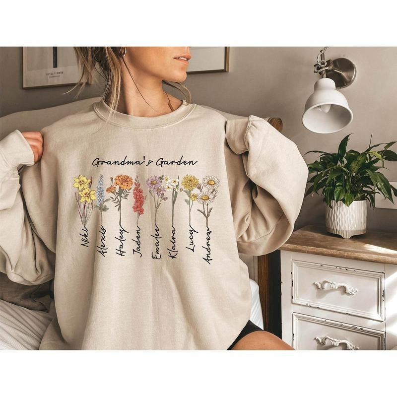 Grandma'S Garden Custom Birthflower Grandma Love - Adult & Kids T-Shirts, Sweatshirts & Hoodies apparel design preview 1