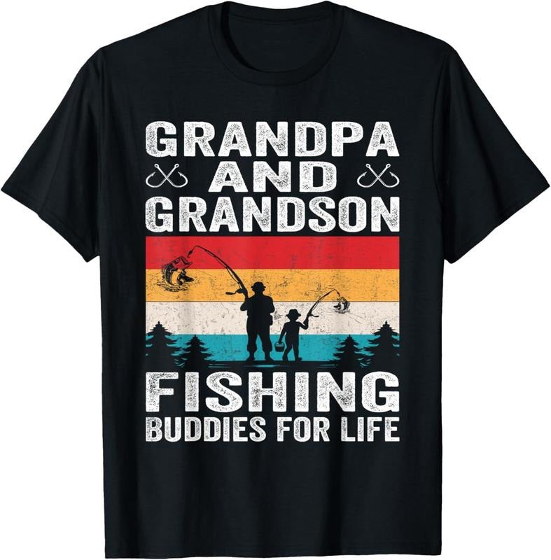 Grandpa Grandson Fishing Buddies Life Fisher Cotton - Adult & Kids T-Shirts, Sweatshirts & Hoodies apparel design preview 1