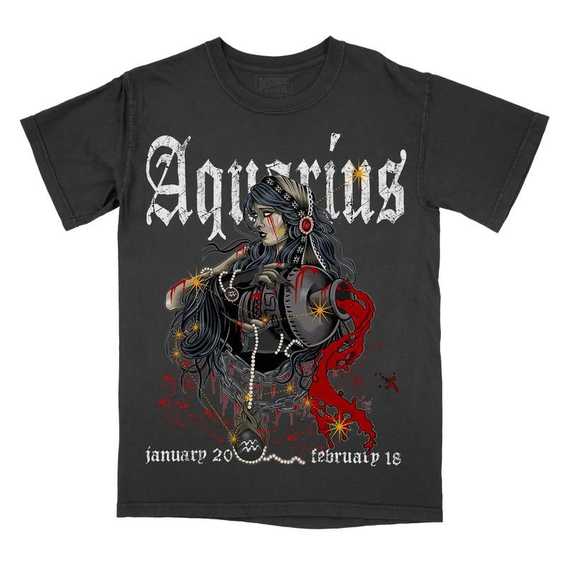 Aquarius Zodiac Sign Comfort Colors Horoscope - Adult & Kids T-Shirts, Sweatshirts & Hoodies apparel design preview 1