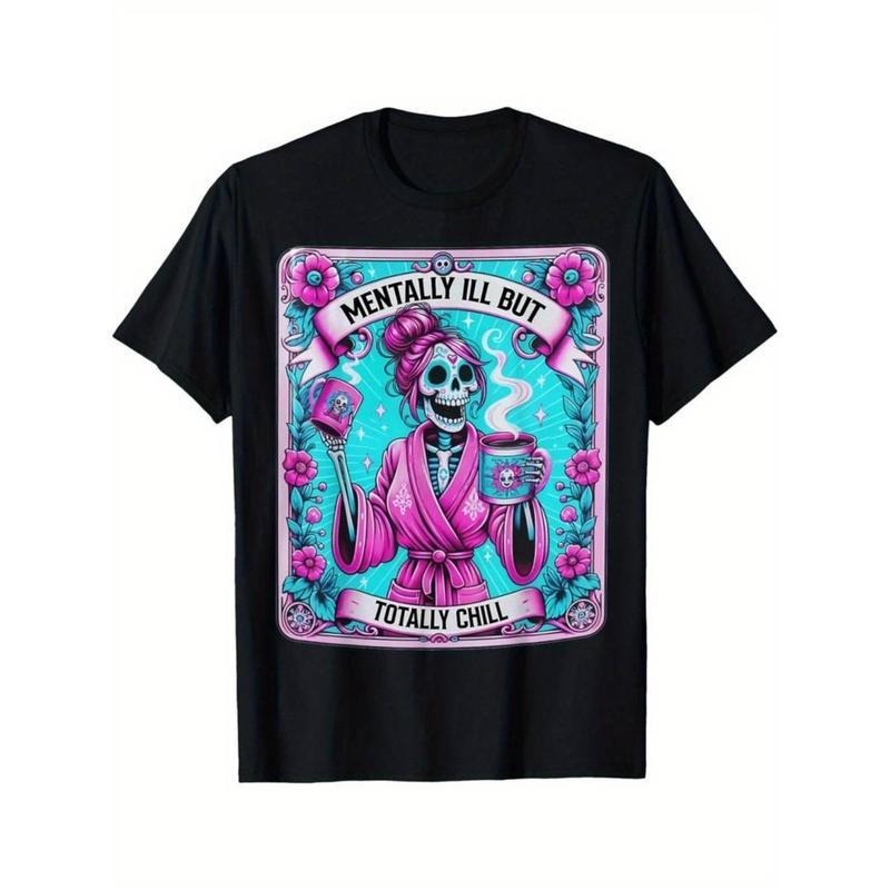 Vintage Mentally Ill But Totally Chill" Cotton Casual - Adult & Kids T-Shirts, Sweatshirts & Hoodies apparel design preview 1
