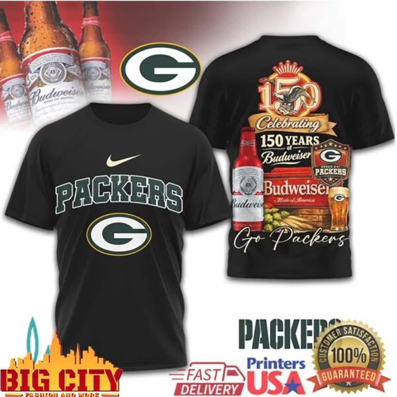 Green Bay Packers x Budweiser 150 Years King of Beers - Adult & Kids T-Shirts, Sweatshirts & Hoodies apparel design preview 1