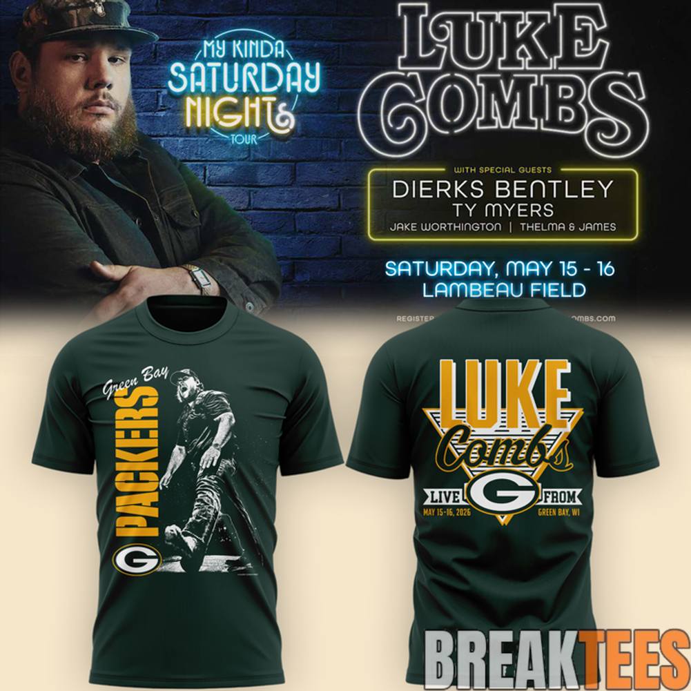 Green Bay Packers x Luke Combs My Kinda Saturday - Adult & Kids T-Shirts, Sweatshirts & Hoodies apparel design preview 1
