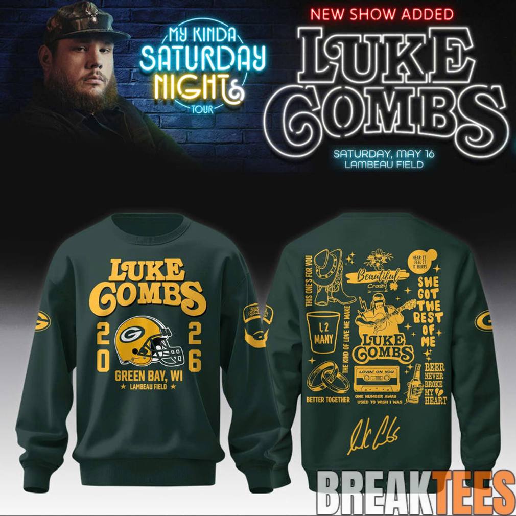 Green Bay Packers x Luke Combs My Kinda Saturday - Adult & Kids T-Shirts, Sweatshirts & Hoodies apparel design preview 1