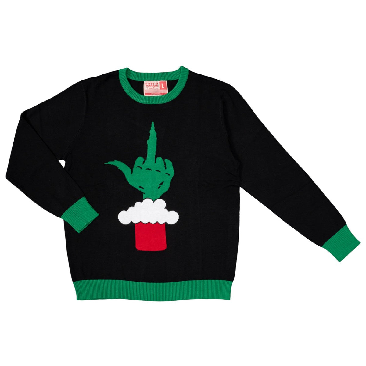 Green Cartoon Monster Middle Finger Adult Unisex Ugly Christmas Sweater - Holiday Gift product image 2