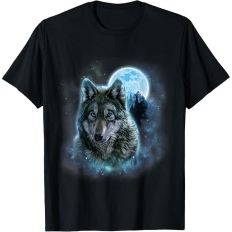 Grey Wolf Hunting Ground Icy Moon Forest Galaxy - Adult & Kids T-Shirts, Sweatshirts & Hoodies apparel design preview 1