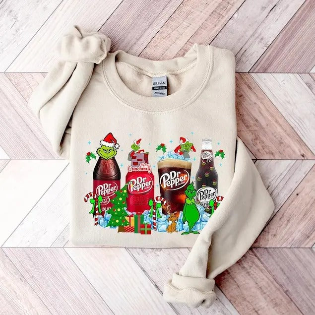 Griiinchmas Dr Pep Xmas Coke Lovers - Adult & Kids T-Shirts, Sweatshirts & Hoodies apparel design preview 1
