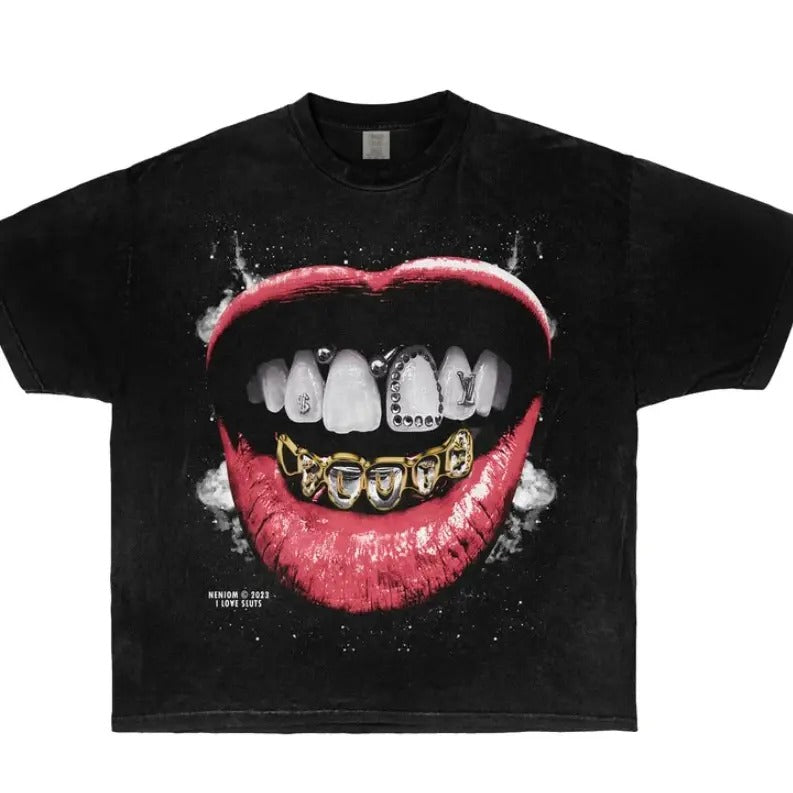 Grillz I Love Sl*Ts Dyed - Adult & Kids T-Shirts, Sweatshirts & Hoodies apparel design preview 1