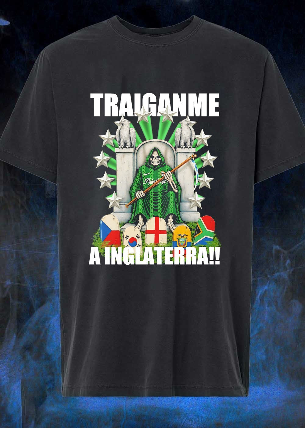 Grim Reaper Soccer Art Traiganme a Inglaterra Patsa - Adult & Kids T-Shirts, Sweatshirts & Hoodies apparel design preview 1