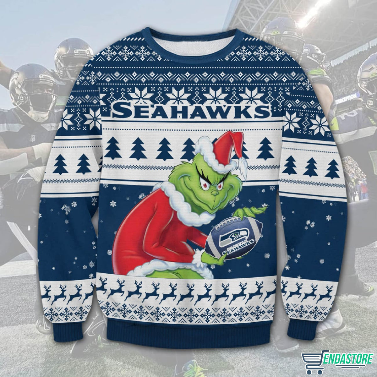 Grnch Seahawks 3D Ugly Christmas Sweater - Holiday Gift product image