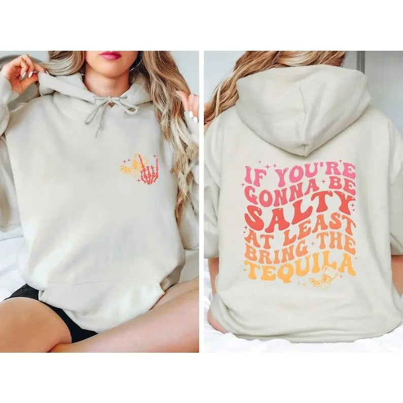 Groovy If You'Re Gonna Be Salty Least Bring Tequila - Adult & Kids T-Shirts, Sweatshirts & Hoodies apparel design preview 1