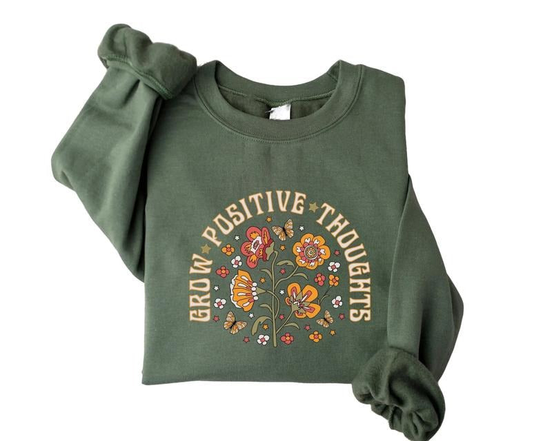Grow Positive Thoughts Butterfly - Adult & Kids T-Shirts, Sweatshirts & Hoodies apparel design preview 1