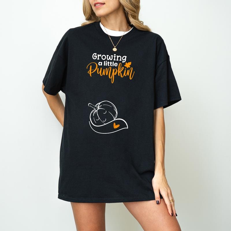 Growing Little Pumpkin Fall Maternity Pregnancy - Adult & Kids T-Shirts, Sweatshirts & Hoodies apparel design preview 1