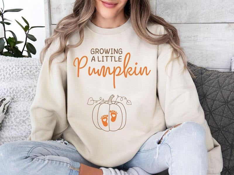 Growing Little Pumpkin Fall Maternity Pregnancy - Adult & Kids T-Shirts, Sweatshirts & Hoodies apparel design preview 1