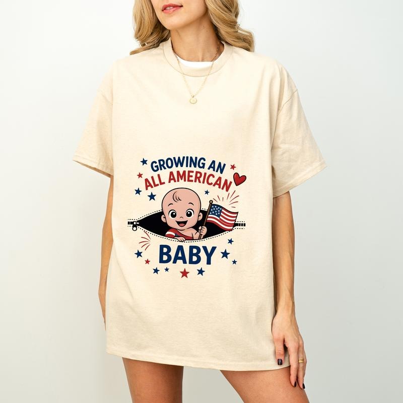 Growing All American Baby Funny Pregnancy 4th July - Adult & Kids T-Shirts, Sweatshirts & Hoodies apparel design preview 1