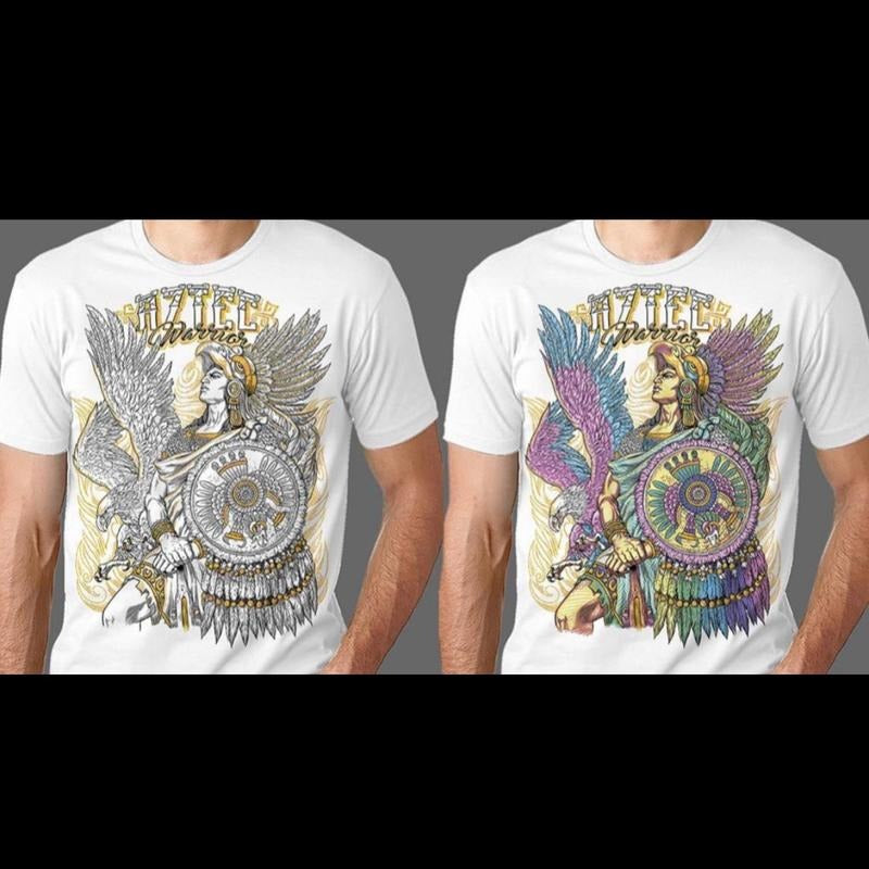 Guerrero Azteca 1 White Cotton Slim Fitting Menswear - Adult & Kids T-Shirts, Sweatshirts & Hoodies apparel design preview 1