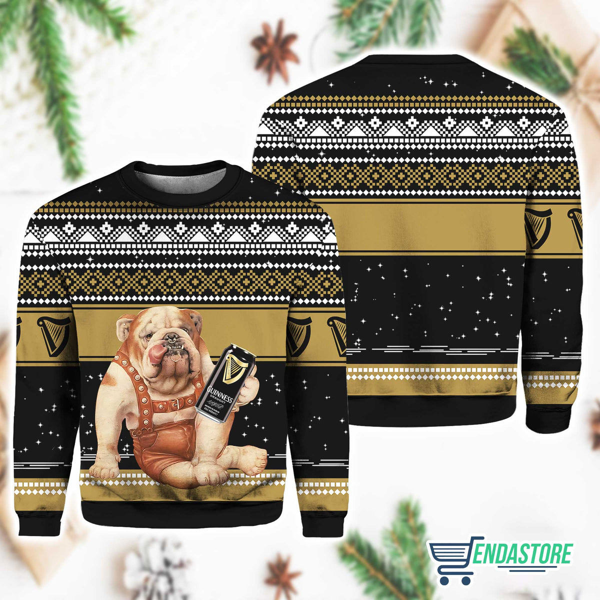 Guinness Bulldog 3D Ugly Christmas Sweater - Holiday Gift product image