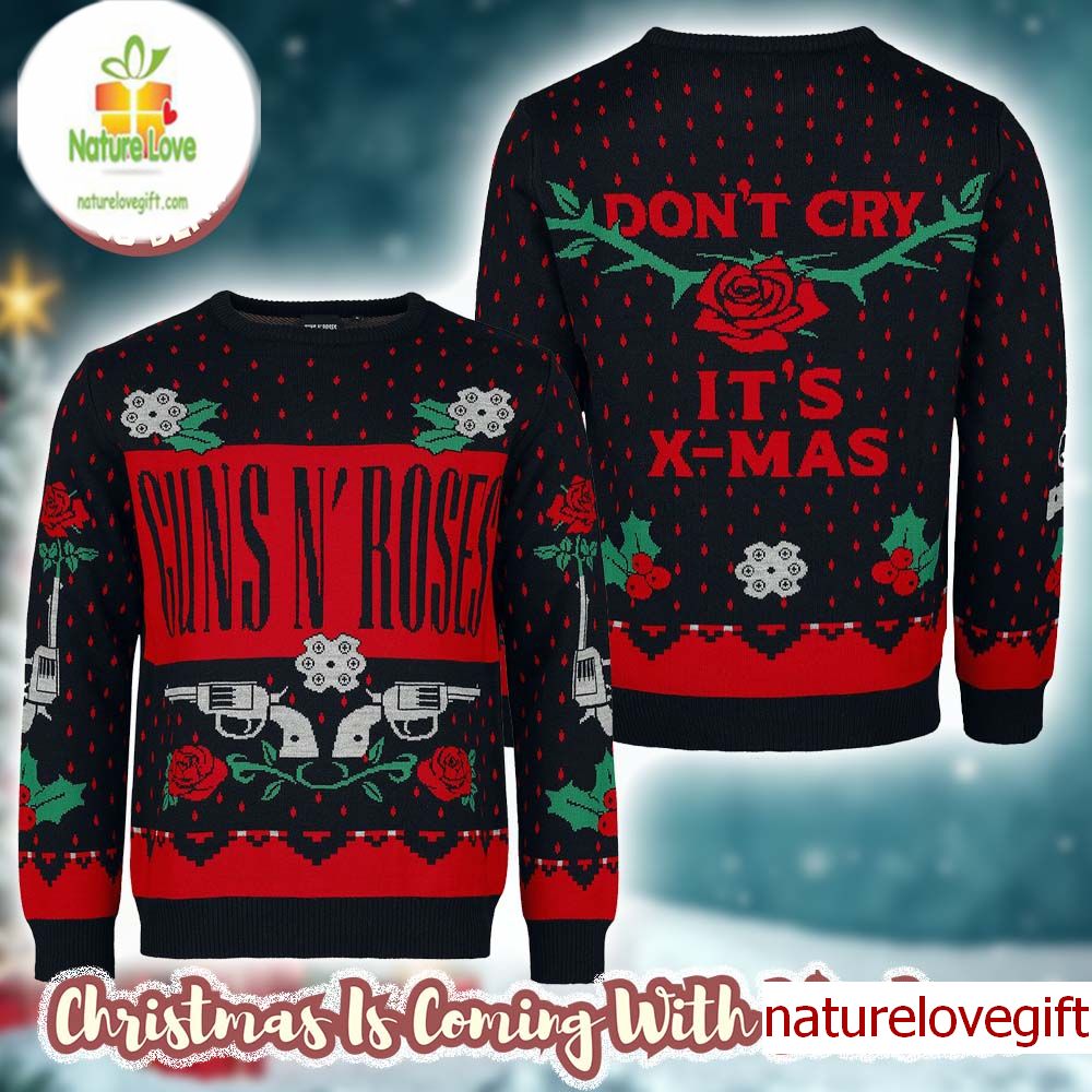 Guns N Roses Don’t Cry It Is Xmas Knitted Ugly Christmas Sweater - Holiday Gift product image