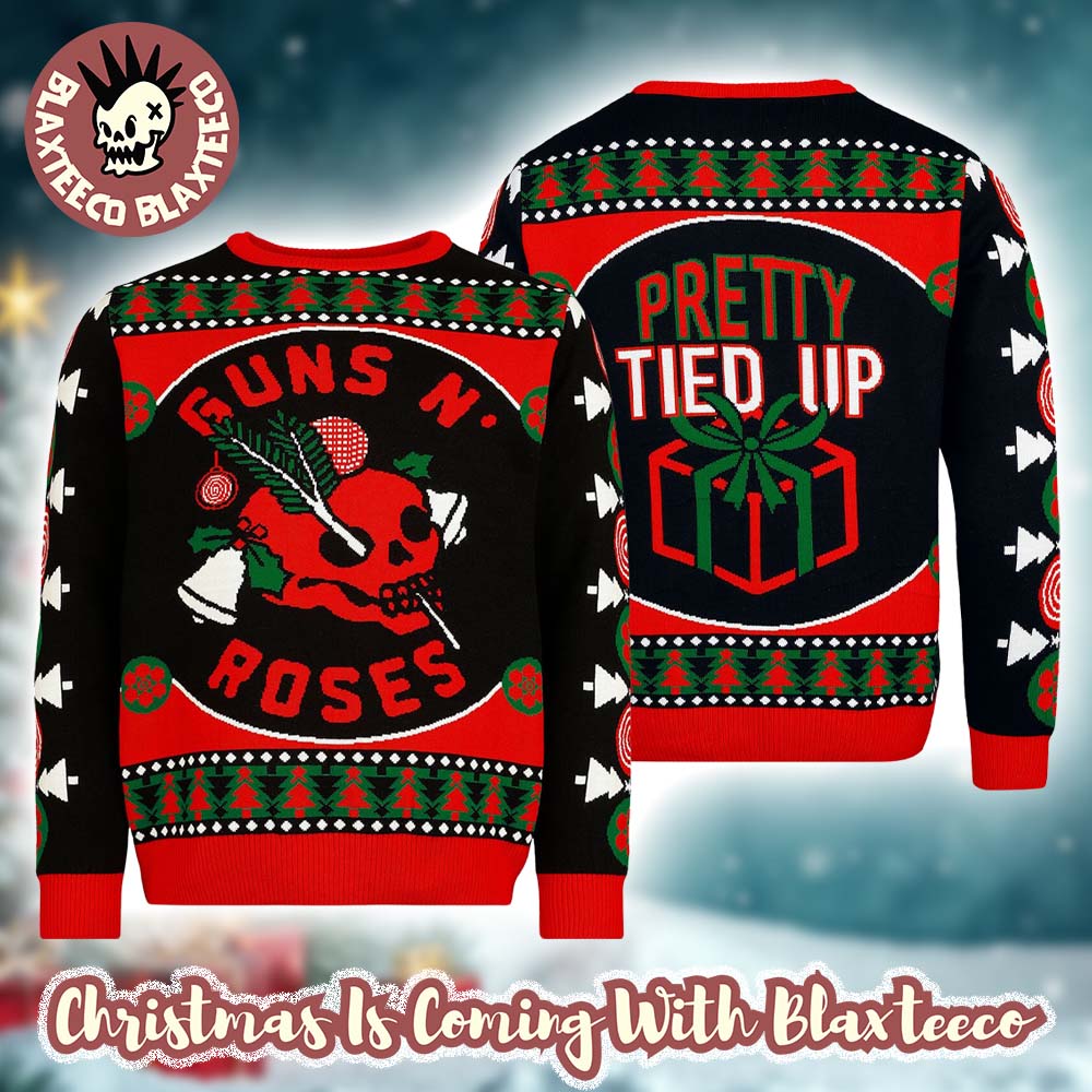 Guns N Roses Pretty Tied Up Festive Skull and Holly Logo Christmas Jumper Christmas Sweater - Holiday Gift product image