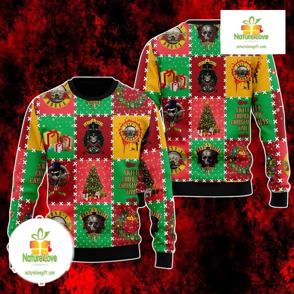 Guns N Roses Sweet Child O Mine Rock Holiday Ugly Christmas Sweater - Holiday Gift product image