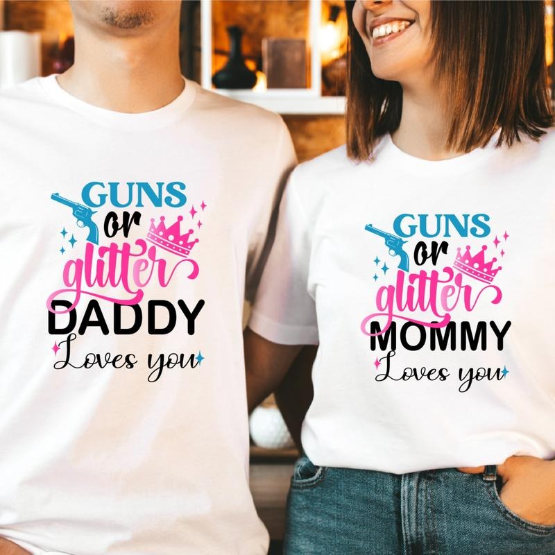 Guns Glitter Mommy Loves You New Daddy Be Matching - Adult & Kids T-Shirts, Sweatshirts & Hoodies apparel design preview 1