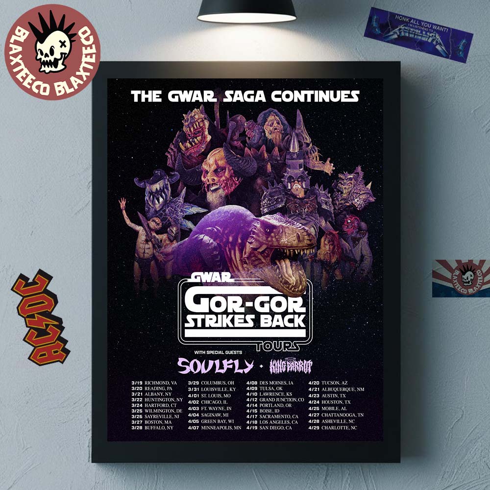 Gwar The Saga Gor-Gor Strikes Back Tour 2026 North - Adult & Kids T-Shirts, Sweatshirts & Hoodies apparel design preview 1