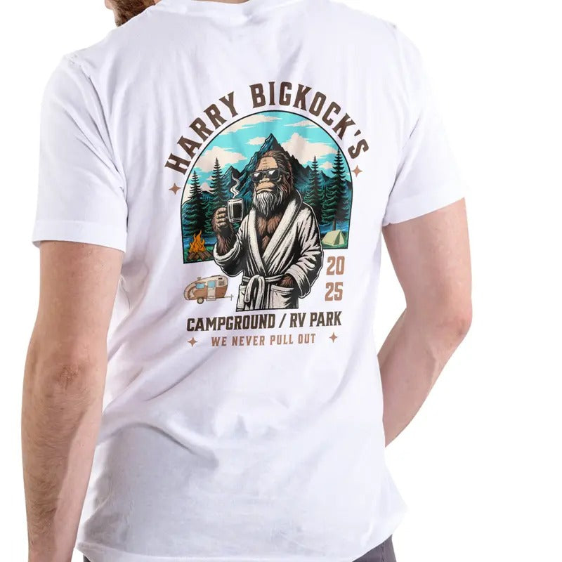 HARRY'S CAMPGROUND RV PARK Cotton Funny Bigfoot - Adult & Kids T-Shirts, Sweatshirts & Hoodies apparel design preview 1