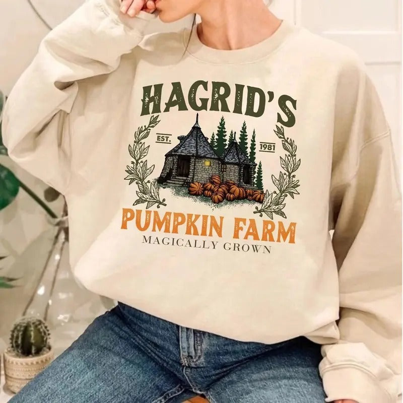 Hagrids Pumpkin Patch Vintage Halloween Fall Farm - Adult & Kids T-Shirts, Sweatshirts & Hoodies apparel design preview 1